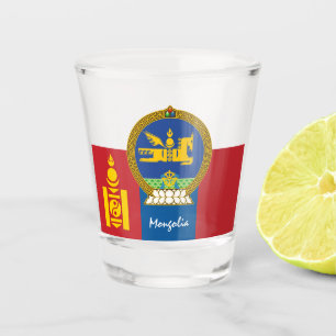 Mongolian Flag & Mongolia country patriot / sports Shot Glass