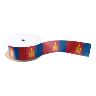 Mongolian Flag & Mongolia travel, holiday/sports Satin Ribbon