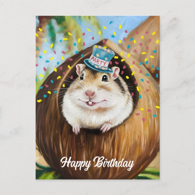 Mongolian Gerbil in coconut house Postcard (Front)