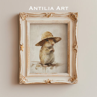 Mongolian Gerbil Portrait Painting Desert Rat Poster