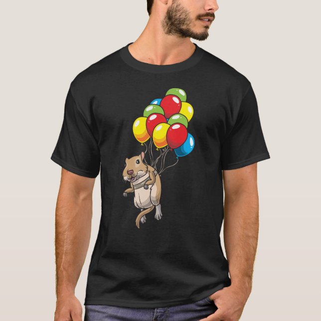 Mongolian Gerbil with ballons T-Shirt (Front)