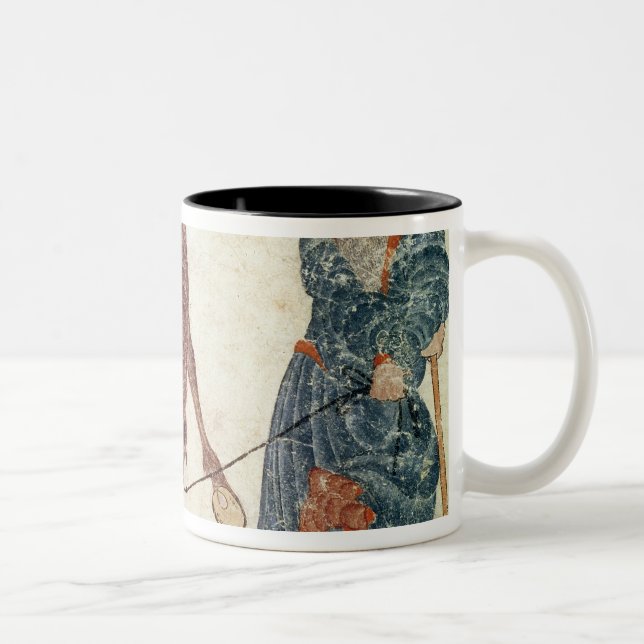 Mongolian nomad taking his horse to water Two-Tone coffee mug (Right)