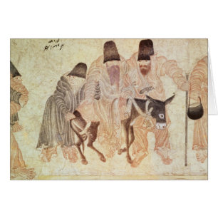 Mongolian nomads with a donkey, 15th century