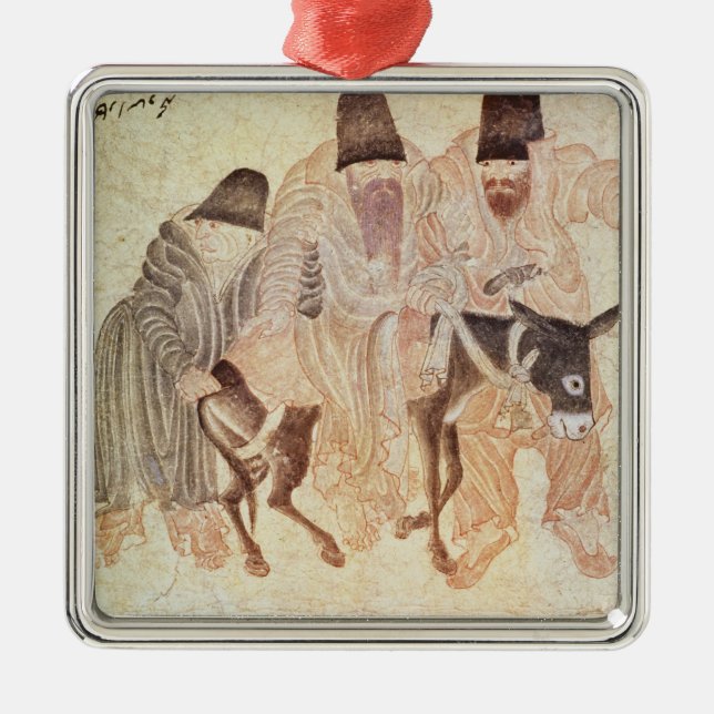 Mongolian nomads with a donkey, 15th century metal tree decoration (Front)