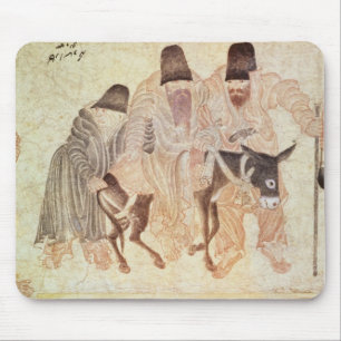 Mongolian nomads with a donkey, 15th century mouse mat
