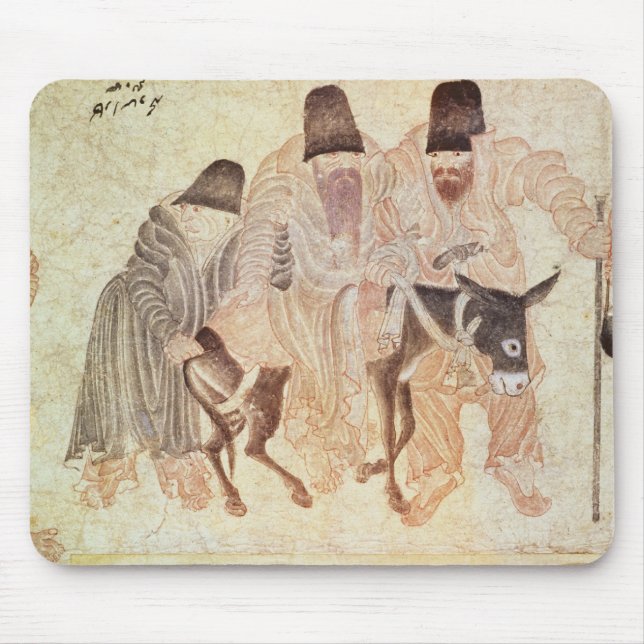 Mongolian nomads with a donkey, 15th century mouse mat (Front)