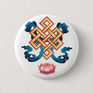Mongolian religion symbol endless knot for decor 6 cm round badge