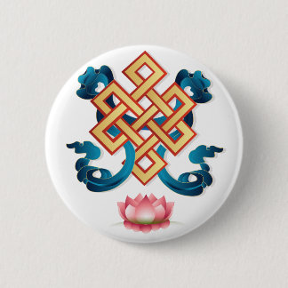Mongolian religion symbol endless knot for decor 6 cm round badge
