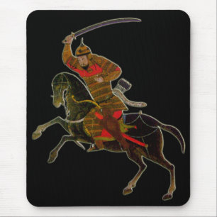 Mongolian rider in battle mouse mat