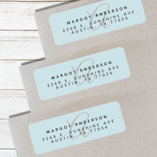 Mongoram Chic Stylish Script Blue Return Address