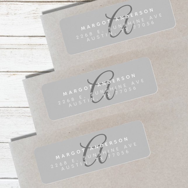 Mongoram Chic | Stylish Script Grey Return Address (Creator Uploaded)