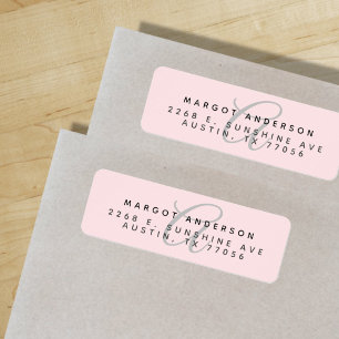 Mongoram Chic Stylish Script Pink Return Address