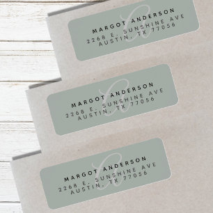 Mongoram Chic Stylish Script Sage Return Address