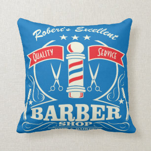 Mongrammed Barbershop Shave and Haircut Cushion