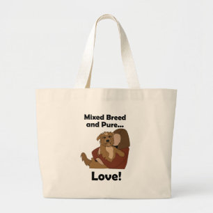 Mongrel Dog Mixed Breed Pure Love Pet Birthday  Large Tote Bag