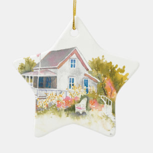 Monhegan Cottage J Kilburn Ceramic Tree Decoration