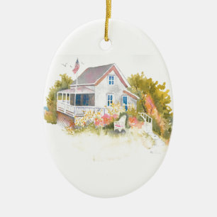 Monhegan Cottage J Kilburn Ceramic Tree Decoration