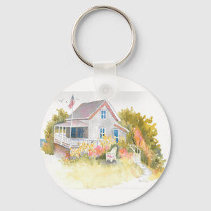 Monhegan Cottage J Kilburn Key Ring