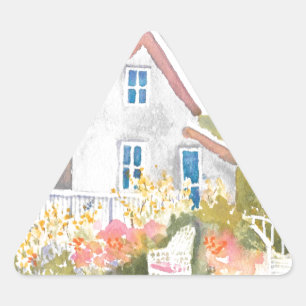 Monhegan Cottage J Kilburn Triangle Sticker
