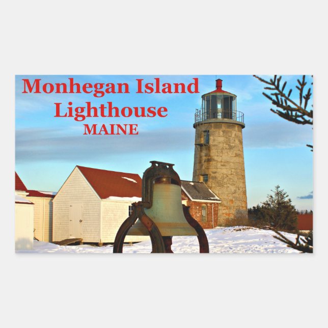 Monhegan Island Lighthouse, Maine Stickers (Front)