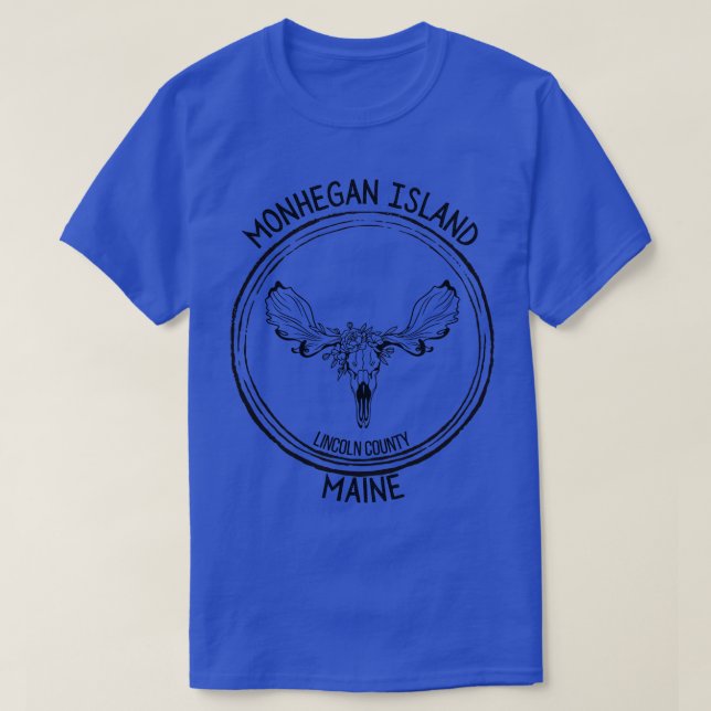 Monhegan Island Maine Moose TShirt (Design Front)