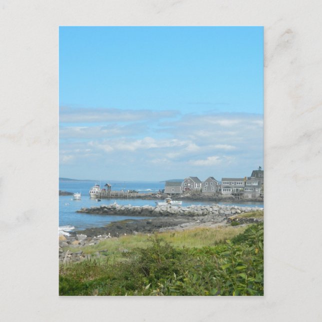 Monhegan Island Me Maine Village harbour Atlantic Holiday Postcard (Front)