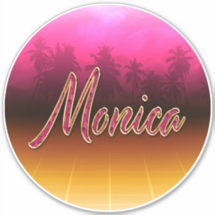 Monica First Name Golden pink Sticker