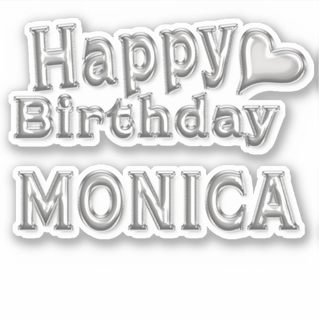 Monica Happy Birthday silver Sticker (Front)