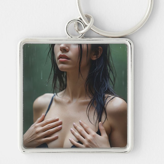Monica in the rain Keychain (Front)
