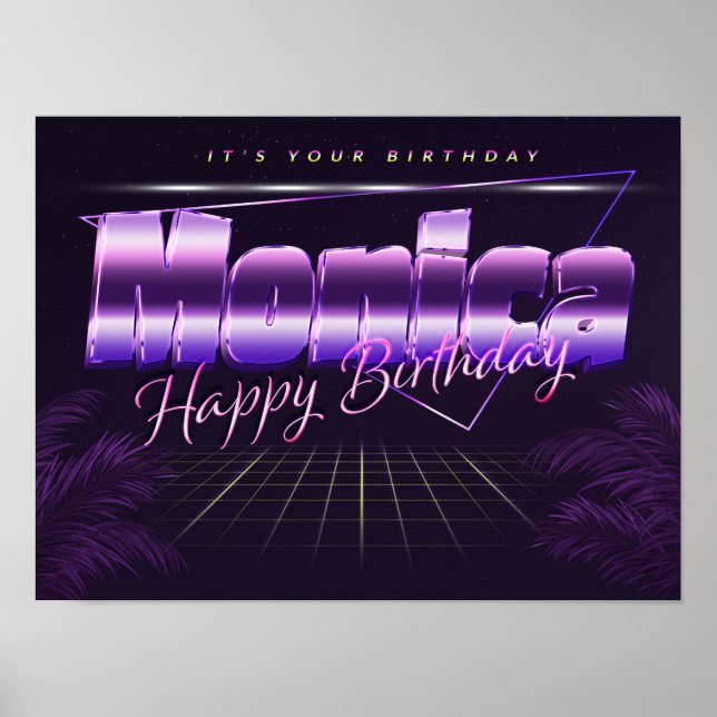 Monica Name First Name pura retro poster Birthday (Front)