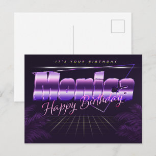 Monica Name Vorname lila Postkarte Geburtstag Postcard
