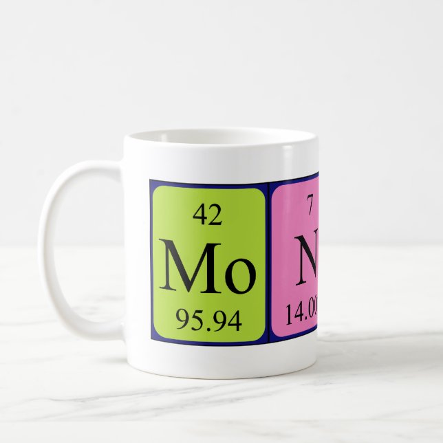 Monica periodic table name mug (Left)