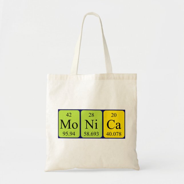 Monica periodic table name tote bag (Front)
