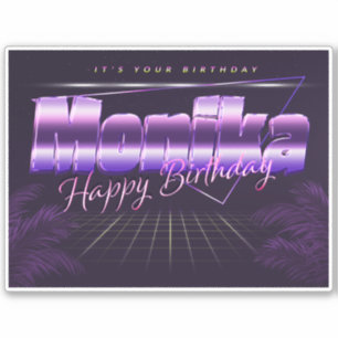 Monika Name First name lila retro Sticker Birthday