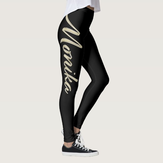 Monika white gold Handwriting trousers Leggings (Right)