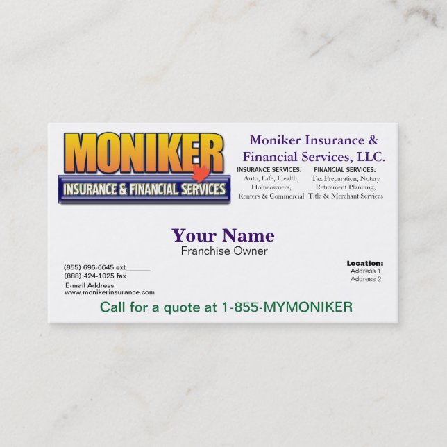 Moniker Business Card (Front)