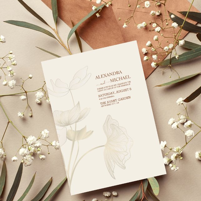 Monimalist Beige Neutral Monogram Wedding Invitati Invitation (Creator Uploaded)
