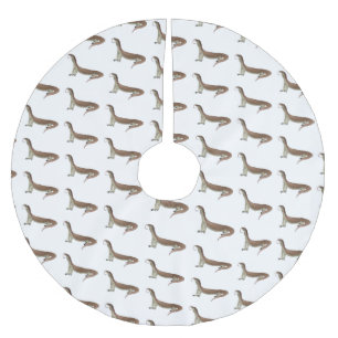 Monitor lizard cartoon illustration brushed polyester tree skirt
