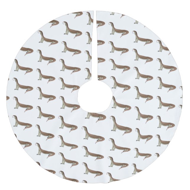 Monitor lizard cartoon illustration brushed polyester tree skirt (Front)