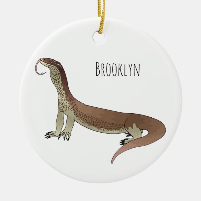 Monitor lizard cartoon illustration ceramic tree decoration (Front)