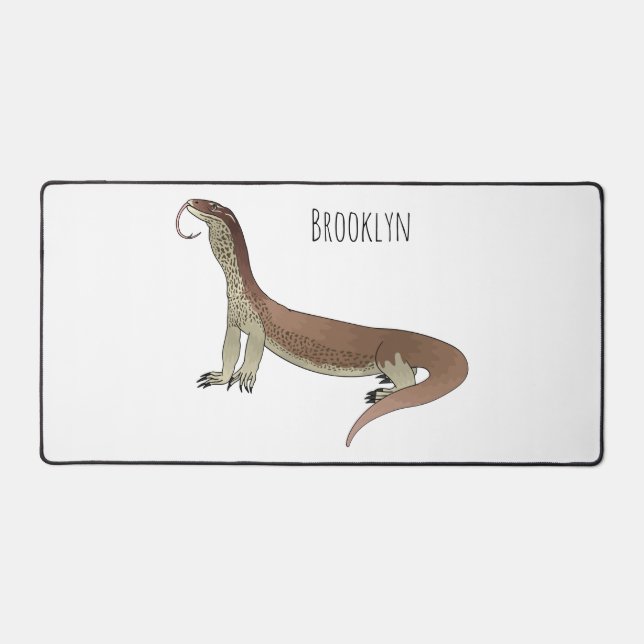 Monitor lizard cartoon illustration desk mat (Front)