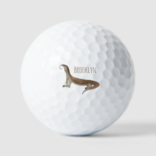 Monitor lizard cartoon illustration golf balls