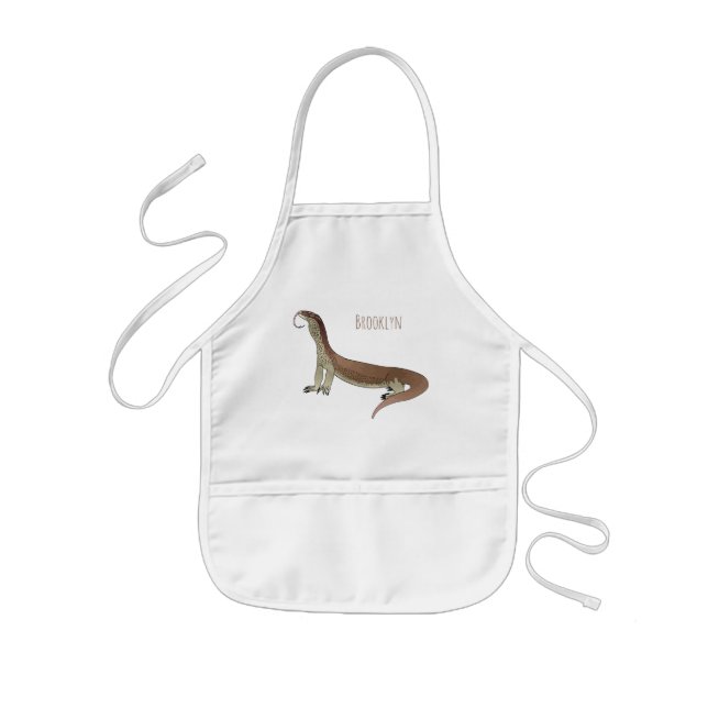 Monitor lizard cartoon illustration  kids apron (Front)