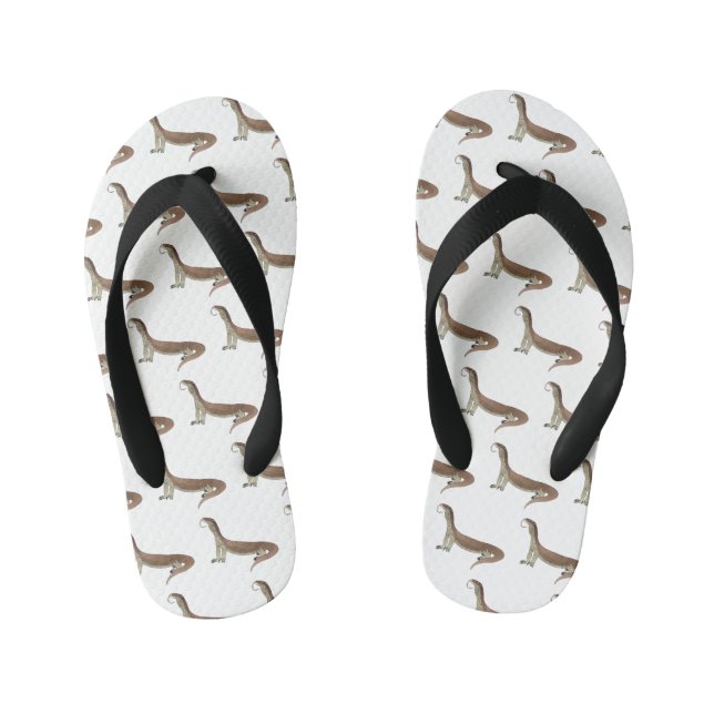 Monitor lizard cartoon illustration kid's flip flops (Footbed)