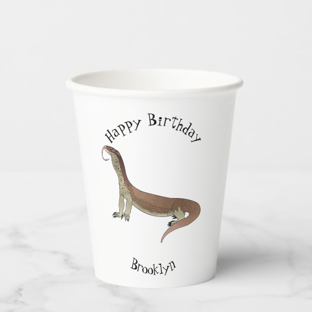 Monitor lizard cartoon illustration paper cups (Front)
