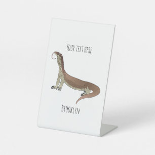 Monitor lizard cartoon illustration pedestal sign