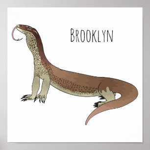 Monitor lizard cartoon illustration poster