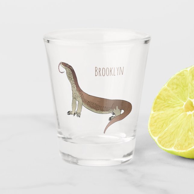 Monitor lizard cartoon illustration  shot glass (Front)