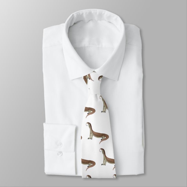 Monitor lizard cartoon illustration tie (Tied)
