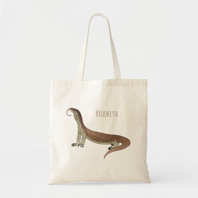 Monitor lizard cartoon illustration tote bag (Front)